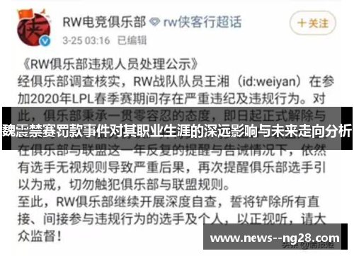 魏震禁赛罚款事件对其职业生涯的深远影响与未来走向分析